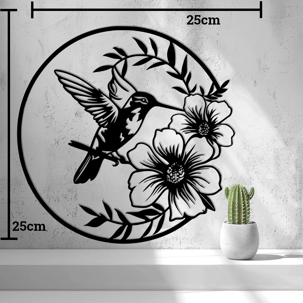 2D Hummingbird with Flowers