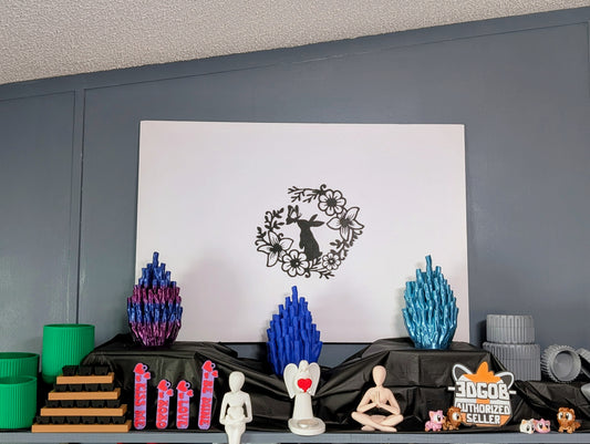Wall art - Bunny with flowers and butterfly