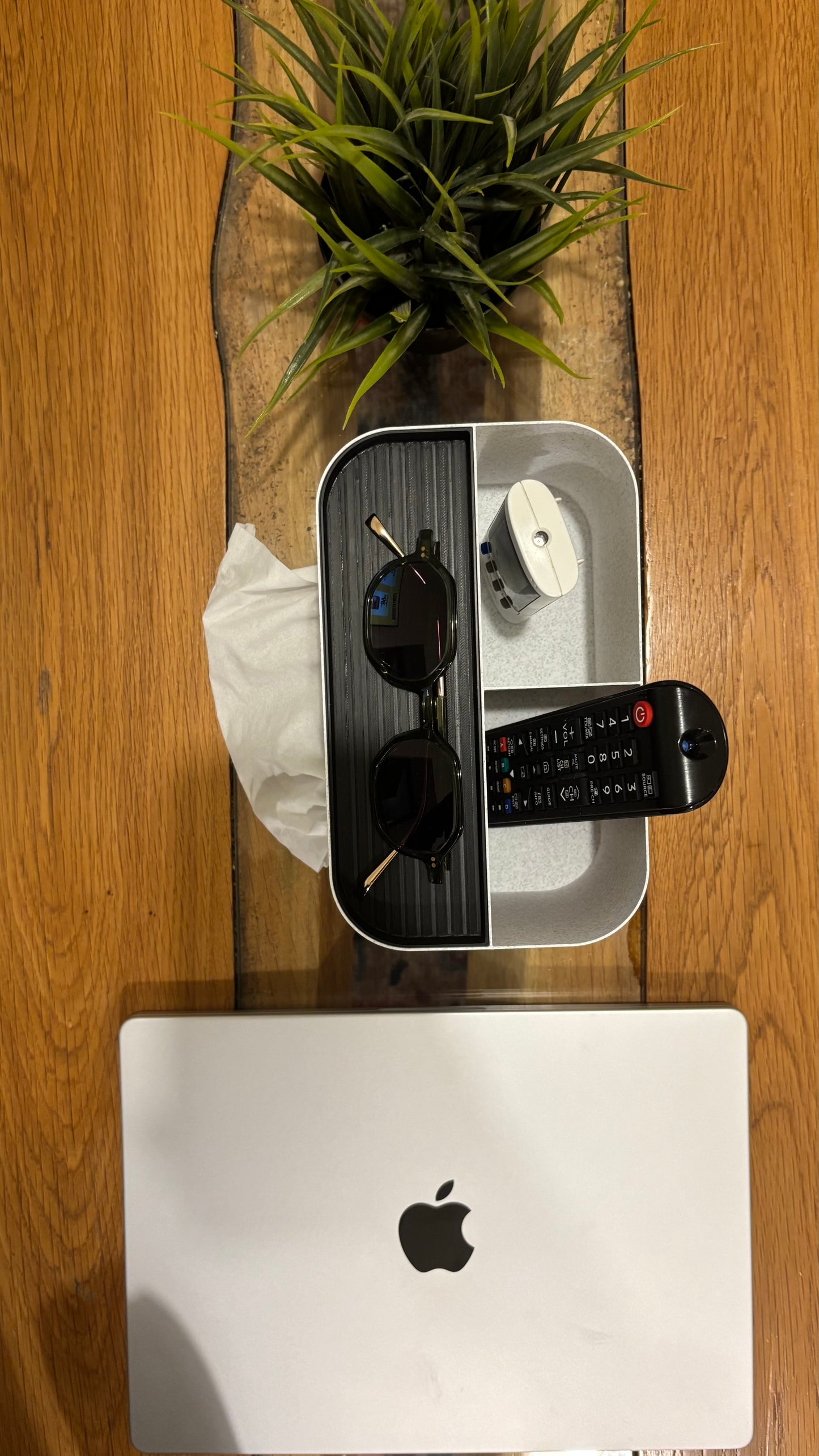 Living Room Organizer with Napkin Slot, Remotes & Essentials Storage