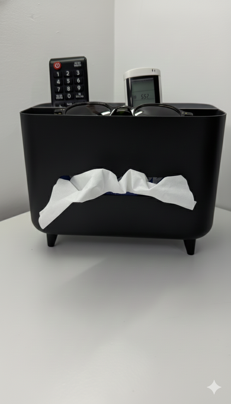 Living Room Organizer with Napkin Slot, Remotes & Essentials Storage