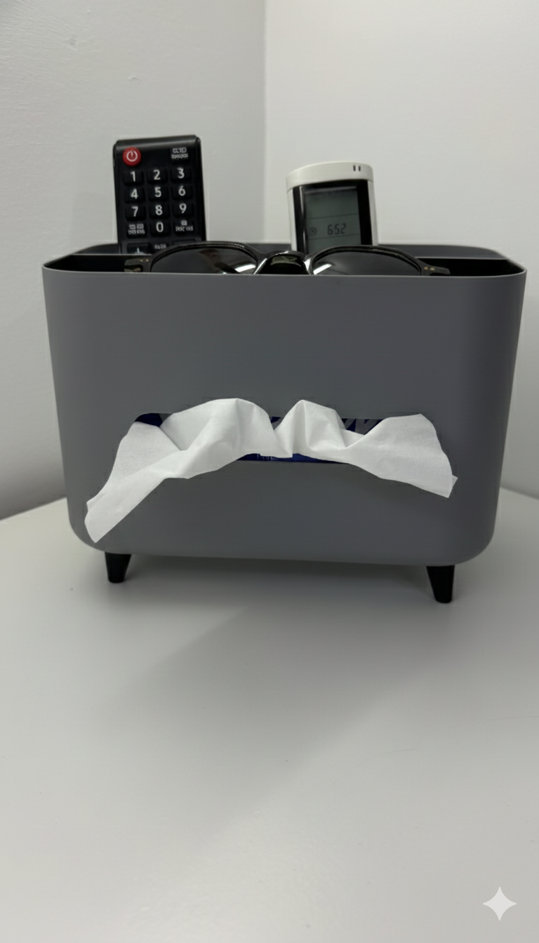 Living Room Organizer with Napkin Slot, Remotes & Essentials Storage