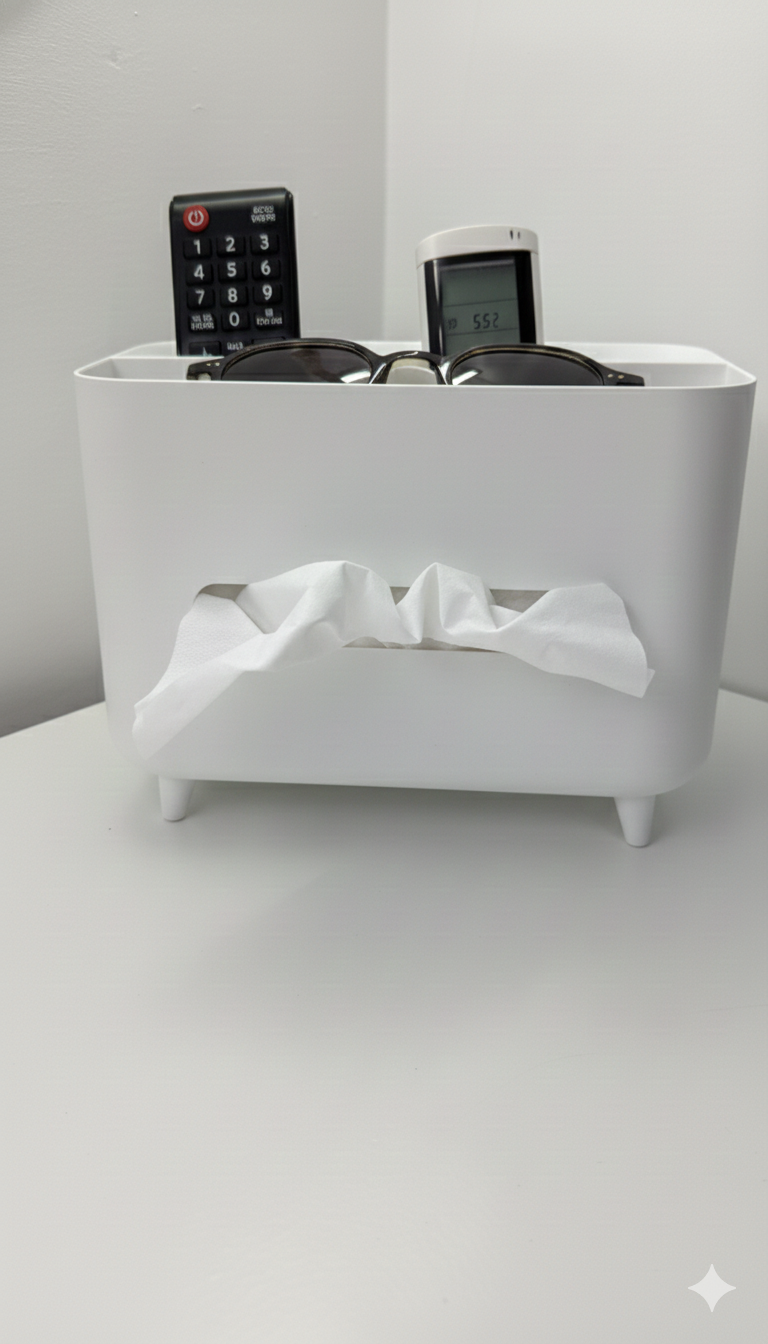 Living Room Organizer with Napkin Slot, Remotes & Essentials Storage