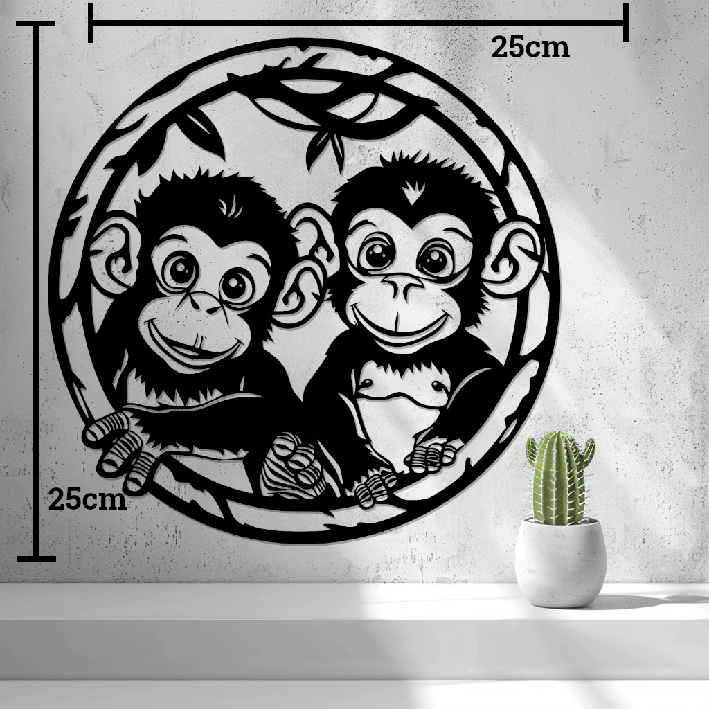2D Baby Monkeys Wall Art
