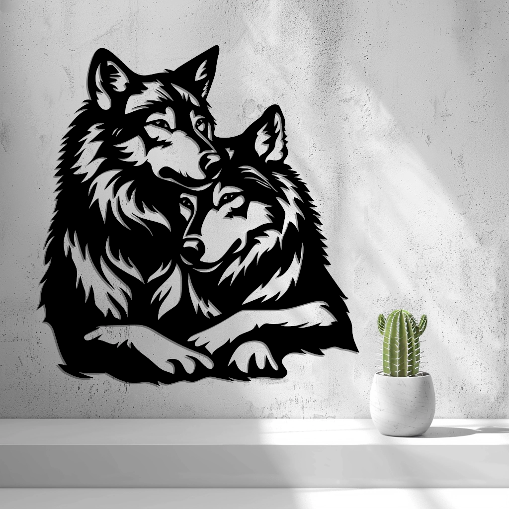 2D Wolf Couple Wall Art