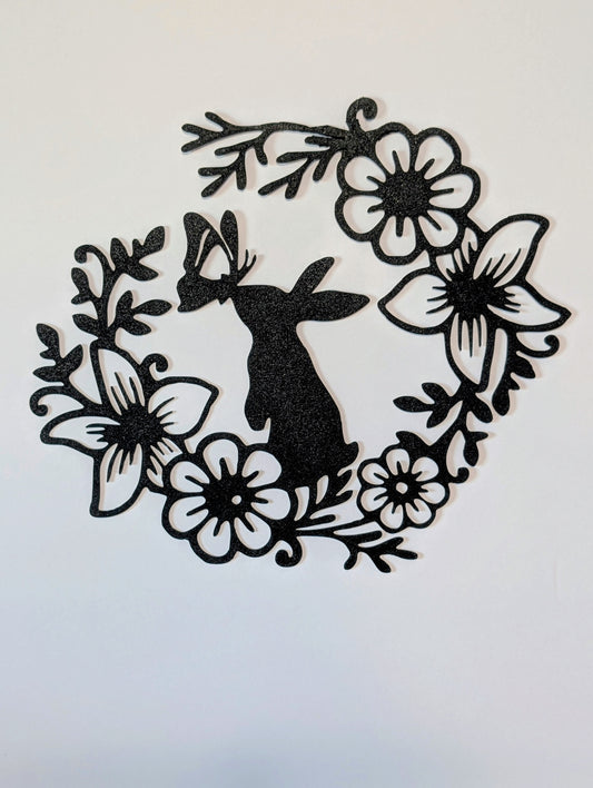 Wall art - Bunny with flowers and butterfly